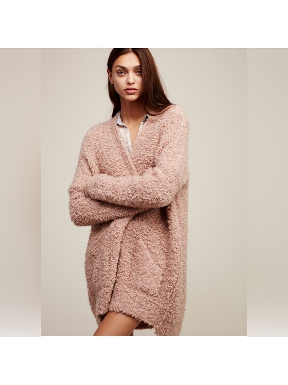 Free People Blush Slouch Cardigan Sweater Size Large